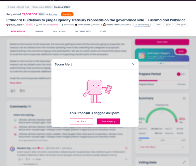 Spam Proposal Detailed View