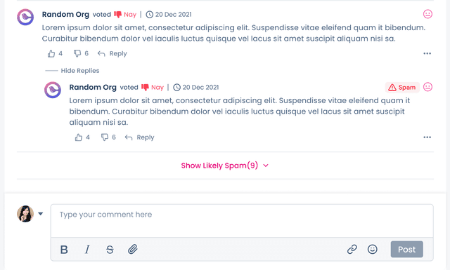 Spam comments