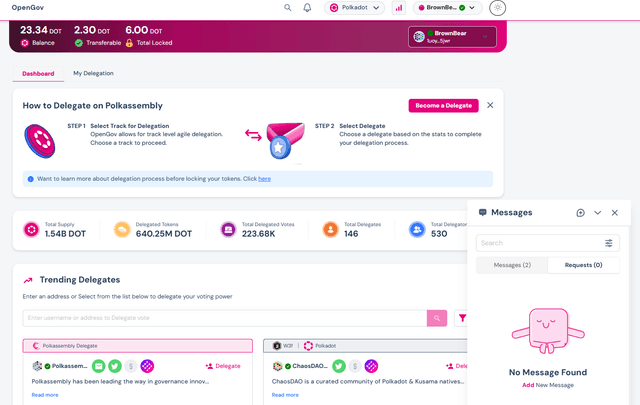 Delegation Dashboard & Chat with delegates